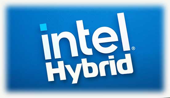 Логотип Intel и надпись hybrid
