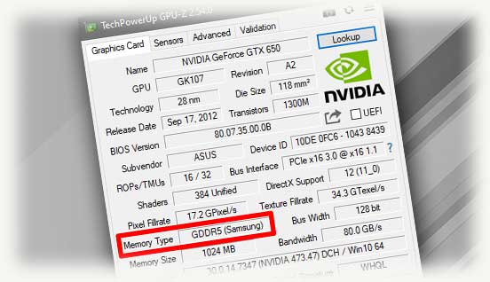 Графа Memory Type в GPU-Z