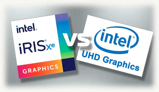 Логотипы intel iris Xe и UHD Graphics