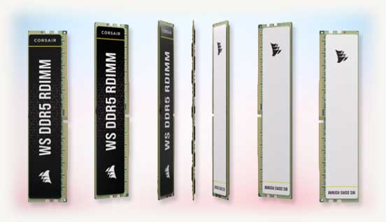 Corsair WS DDR5 RDIMM модули памяти белая и черная расцветка