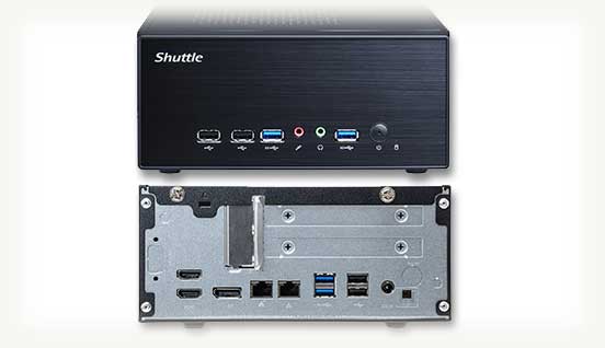 Shuttle Barebone XH610G2 вид сзади и вид спереди